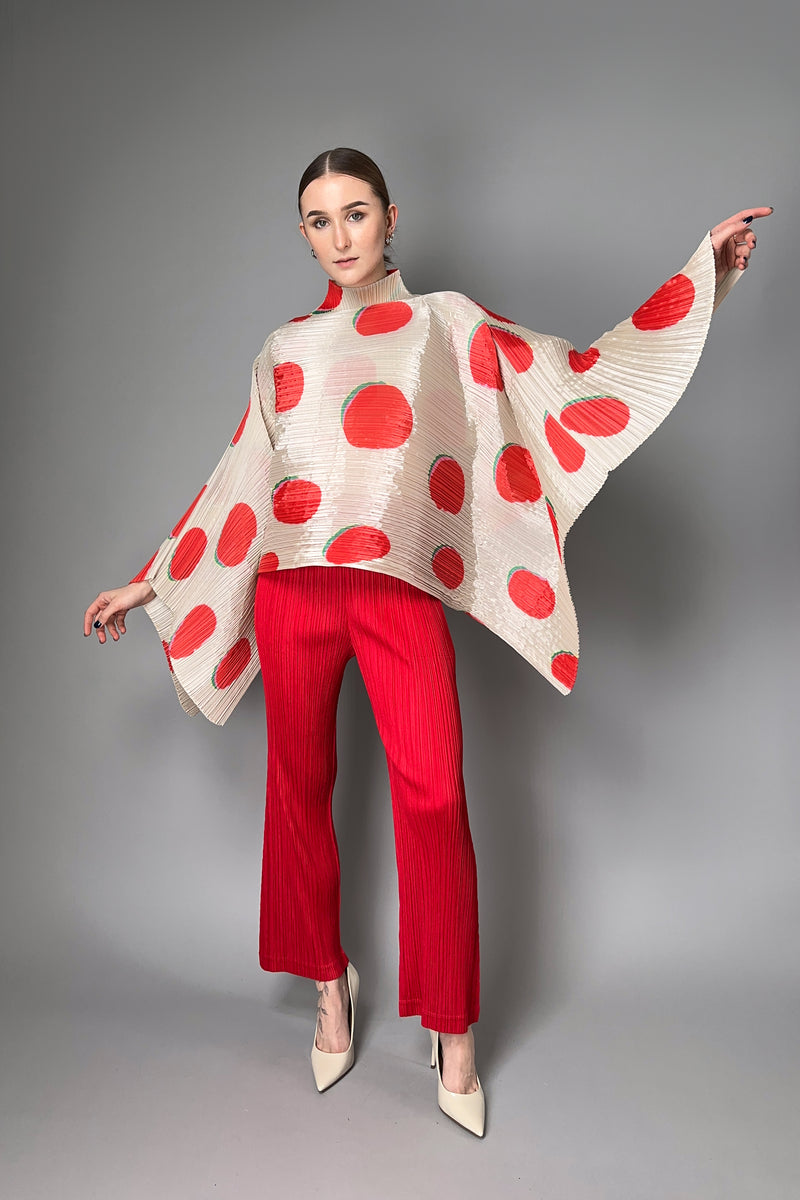 Pleats Please Issey Miyake "Bean Dots" Scarf in Red