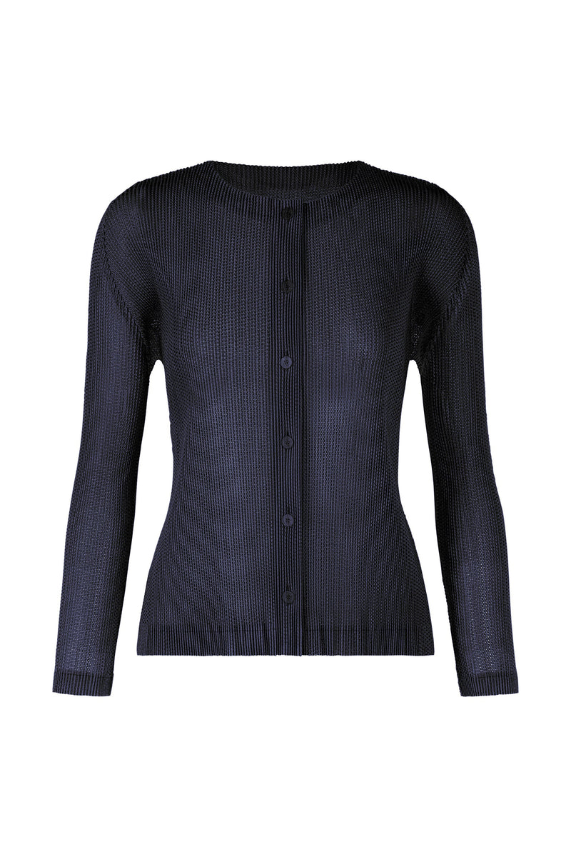 Pleats Please Tatami Mesh Cardigan in Dark Navy - Ashia Mode – Vancouver, BC