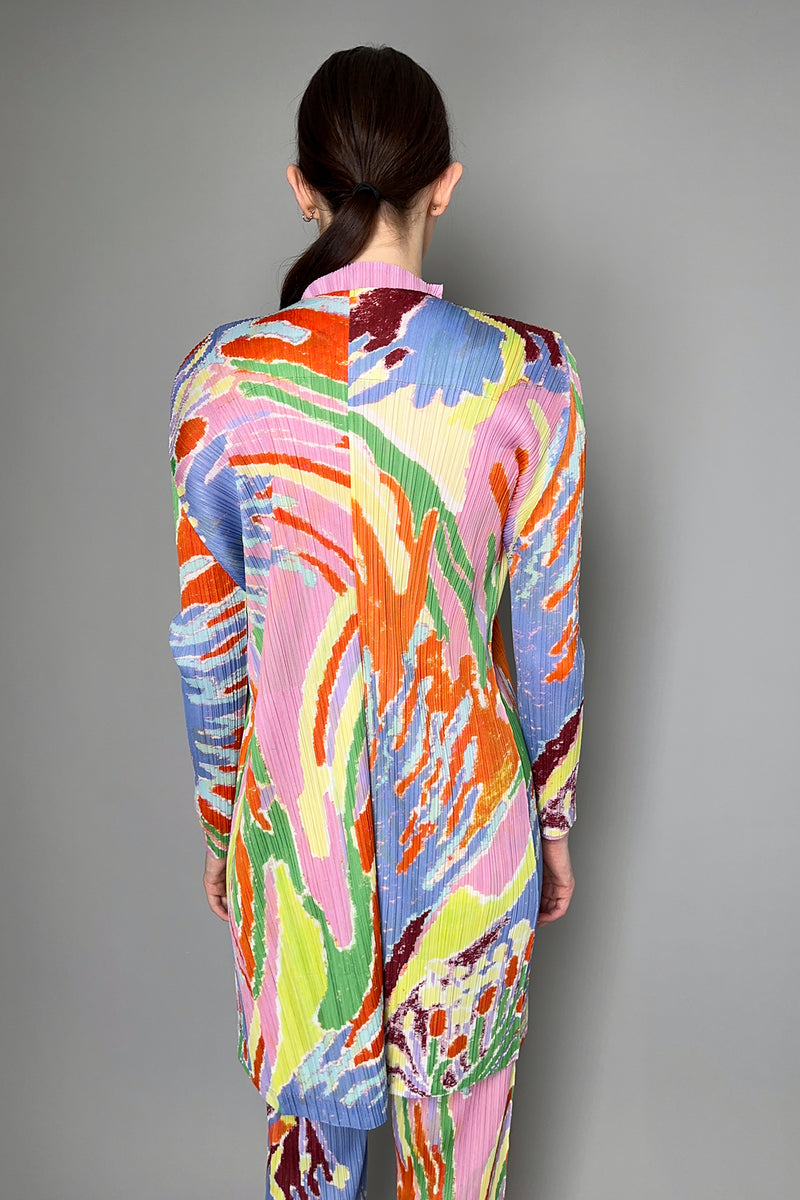 Pleats Please Issey Miyake Frosty Forest Multi Colour Cardigan Vancouver. Shop Online or in Store.