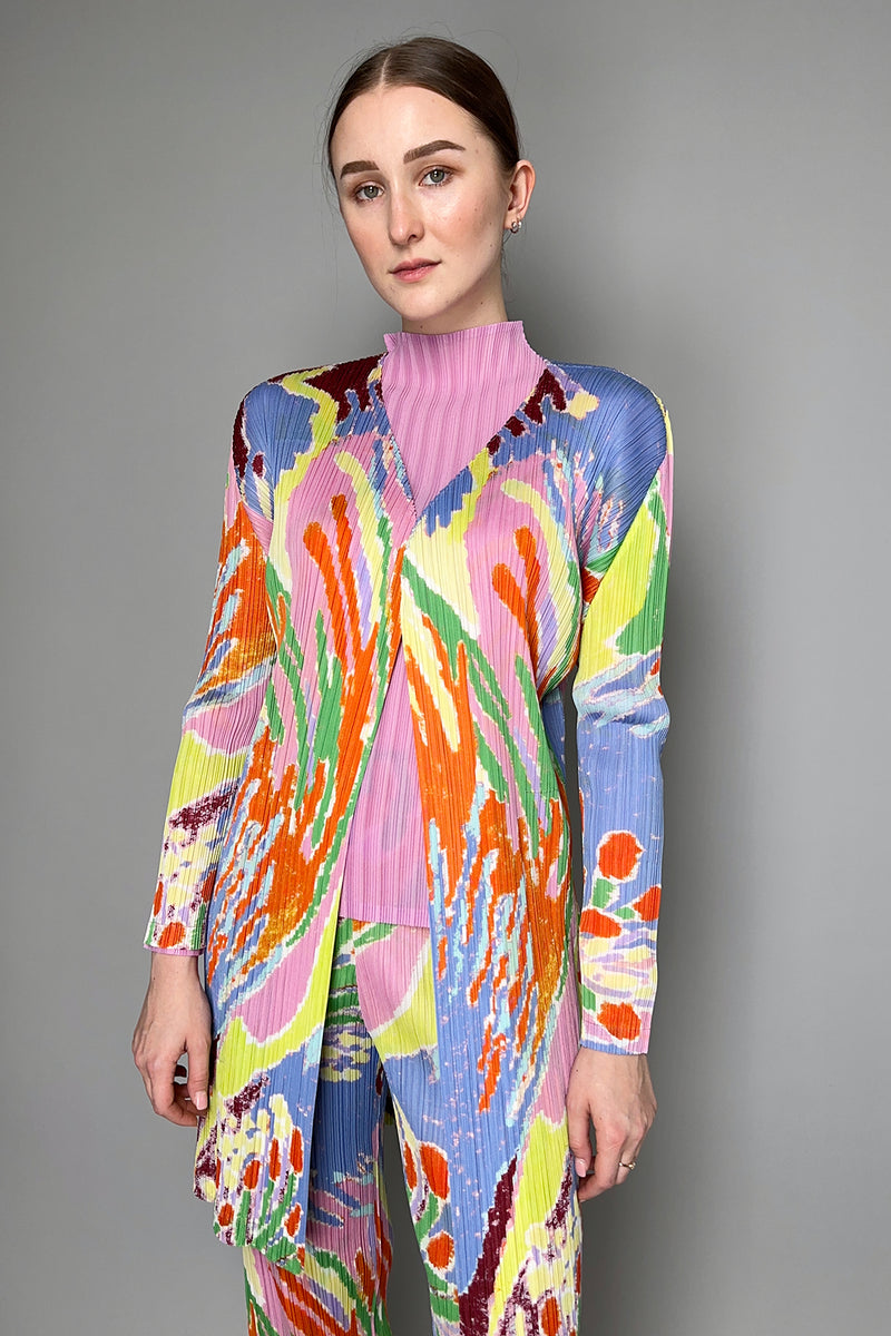 Pleats Please Issey Miyake Frosty Forest Multi Colour Cardigan Vancouver. Shop Online or in Store.