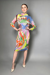 Pleats Please Issey Miyake Frosty Forest Multi Colour Midi Dress Vancouver. Shop Online or in Store.