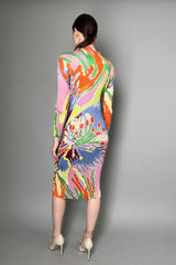 Pleats Please Issey Miyake Frosty Forest Multi Colour Midi Dress Vancouver. Shop Online or in Store.