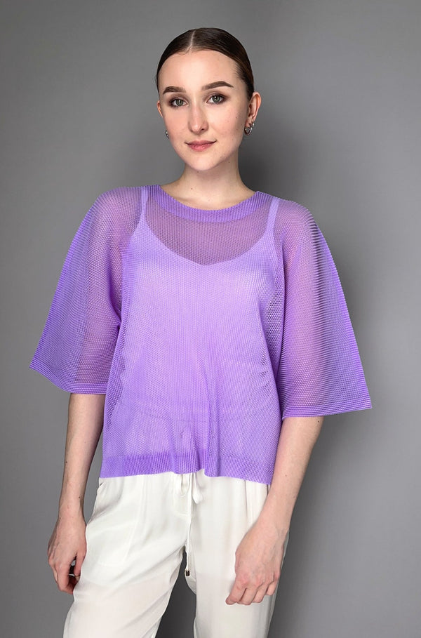 Pleats Please Issey Miyake Tatami April T-Shirt  in Bright Purple