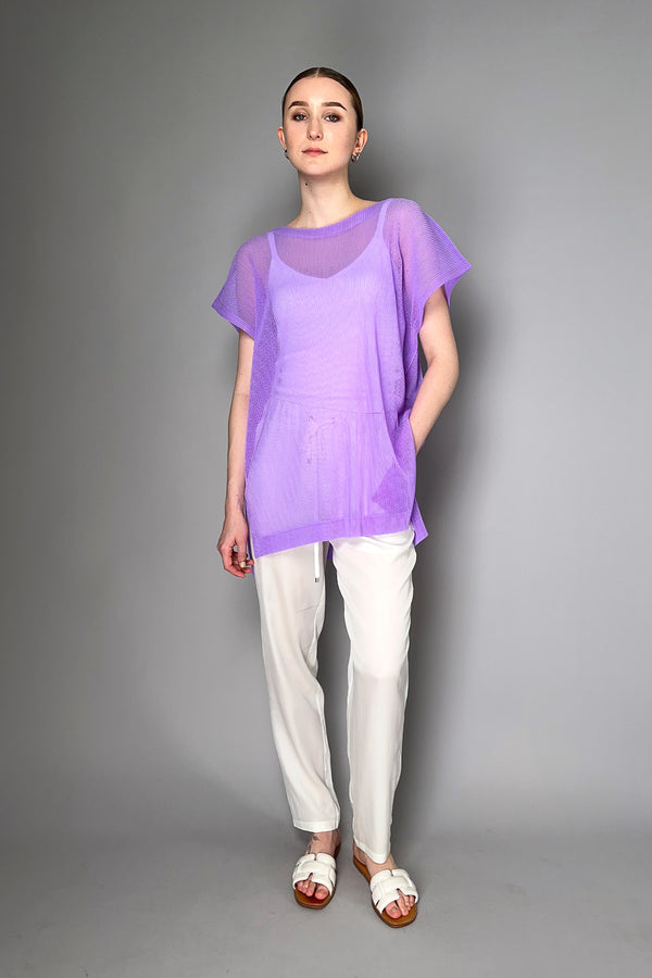 PLEATS PLEASE ISSEY  V-neck short sleeve one piece tunic mini dress PP83-JK182 purple 4