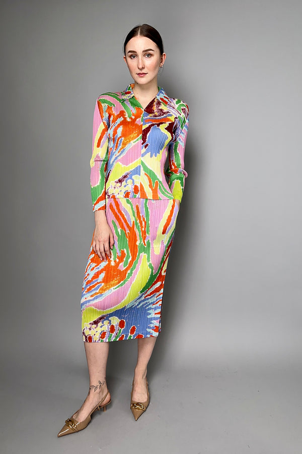 Pleats Please Issey Miyake Frosty Forest Multi Colour Shirt- Ashia Mode- Vancouver, BC