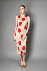 Pleats Please Issey Miyake "Bean Dots" Sleeveless Dress in Red