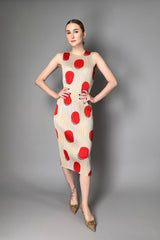 Pleats Please Issey Miyake "Bean Dots" Sleeveless Dress in Red