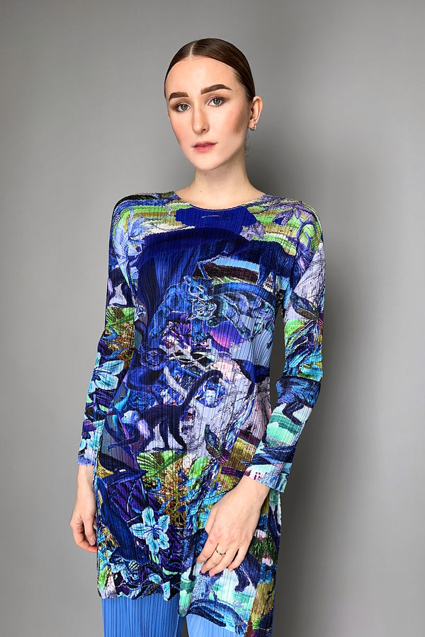 Pleats Please Issey Miyake Aurora Jungle Tunic in Blue