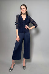 Pleats Please Tatami Mesh Cardigan in Dark Navy