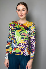 Pleats Please Issey Miyake Snowrunner Top in Yellow and Green Pattern Vancouver. Shop Online or in Store.