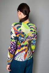Pleats Please Issey Miyake Snowrunner Top in Yellow and Green Pattern Vancouver. Shop Online or in Store.