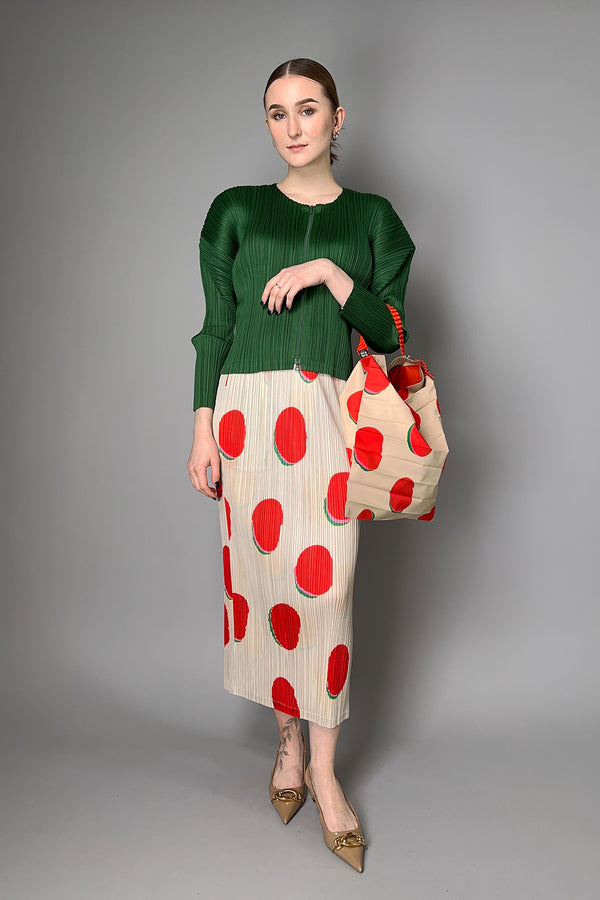 Pleats Please Issey Miyake "Bean Dots" Skirt in Red