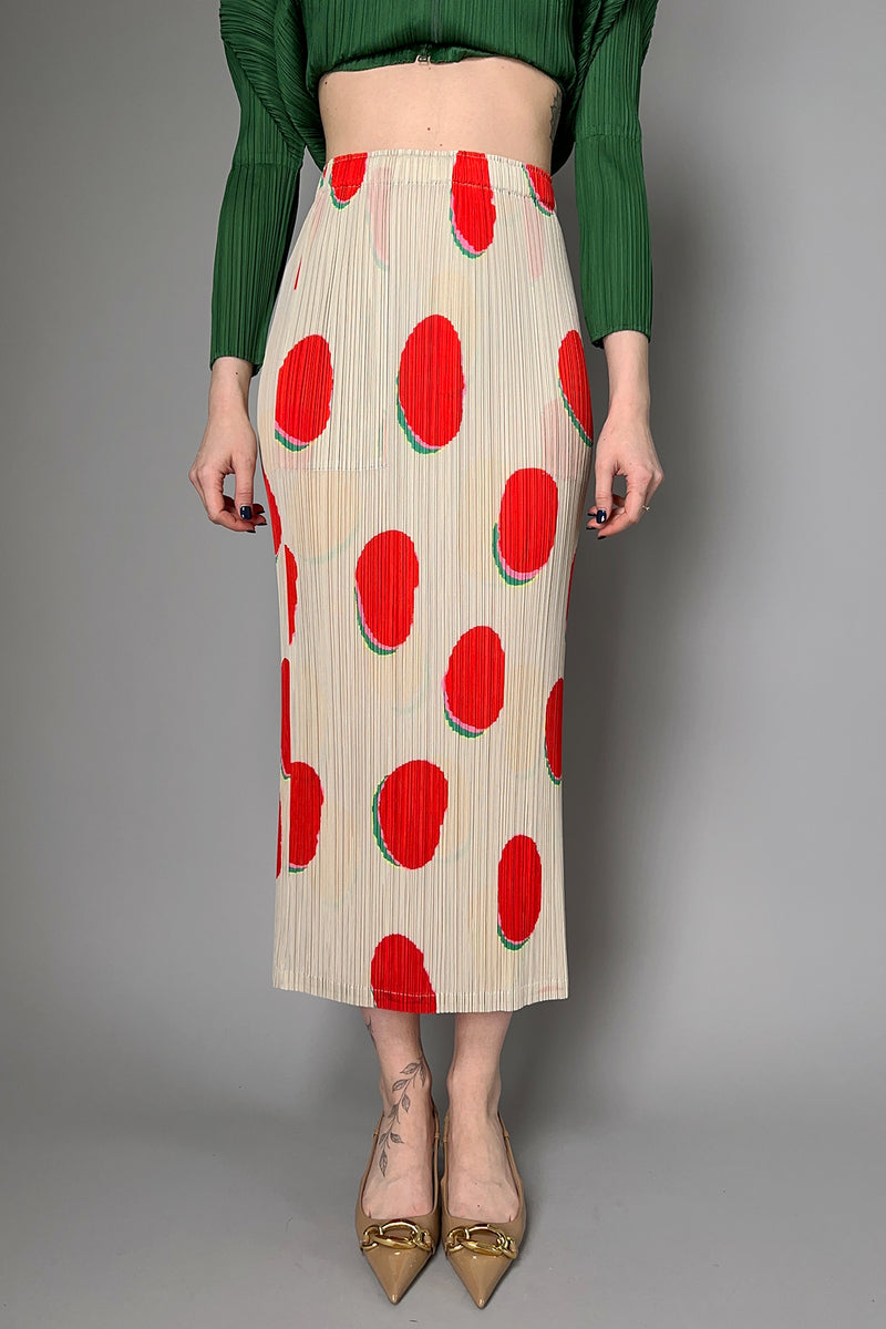 Pleats Please Issey Miyake "Bean Dots" Skirt in Red