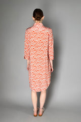 Rosso 35 Geometric Print Stretch Viscose Shirt Dress in Taupe and Orange
