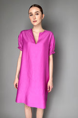 Rosso 35 Silk Dress With Gathered Sleeve in Pink