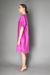 Rosso 35 Silk Dress With Gathered Sleeve in Pink