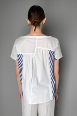 Rosso 35 Cotton T-Shirt with Striped Back in White and Navy