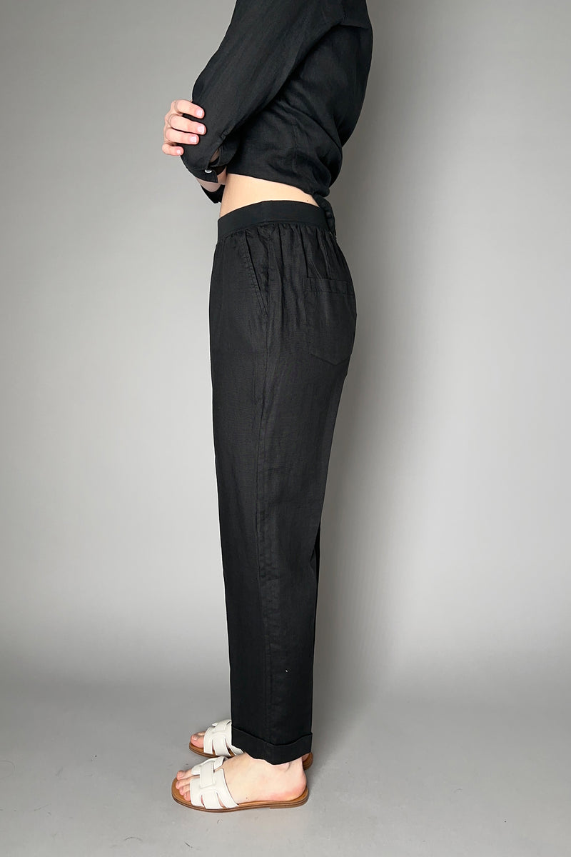 Rosso 35 Pull-On Style Linen Pant in Black