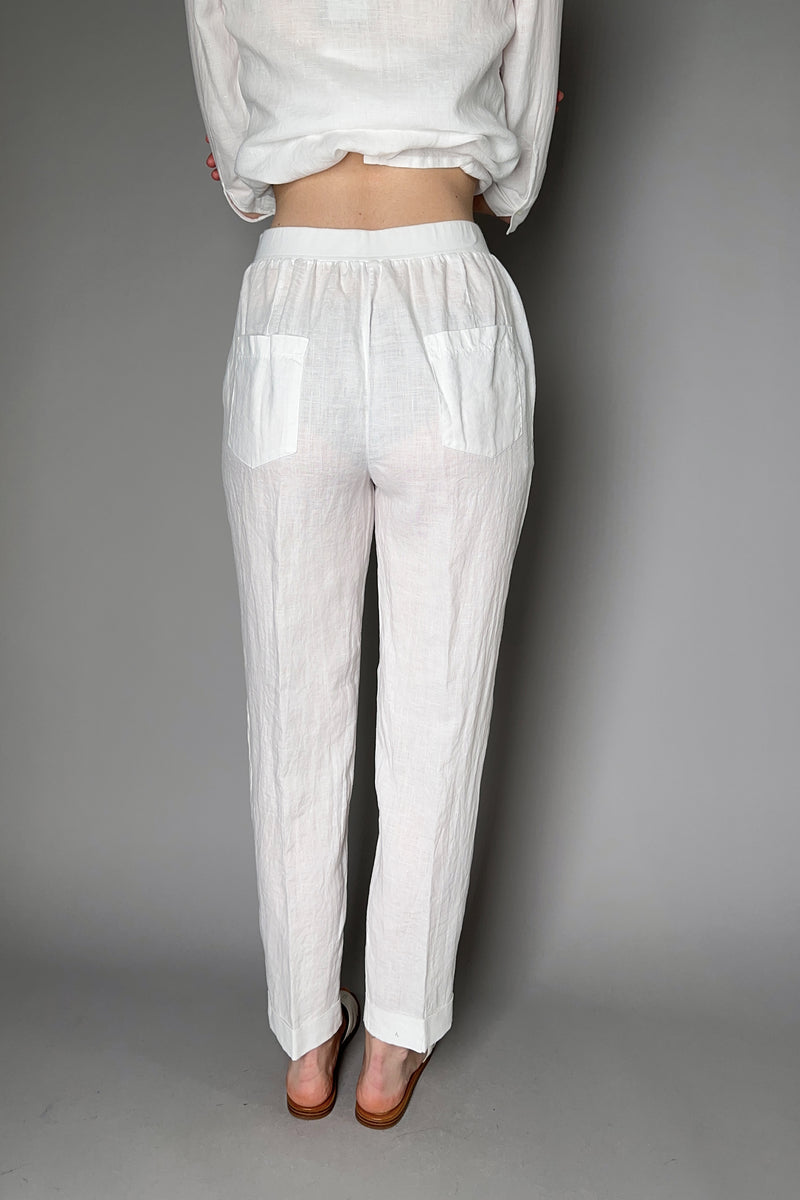 Rosso 35 Pull-On Style Linen Pant in White
