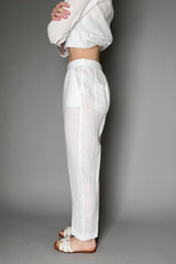 Rosso 35 Pull-On Style Linen Pant in White