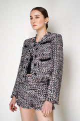 Self-Portrait Black and Pink Fringed Bouclé Jacket Vancouver. Shop Online or in Store.