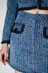 Self-Portrait Textured Denim Mini Skirt Vancouver. Shop Online or in Store.