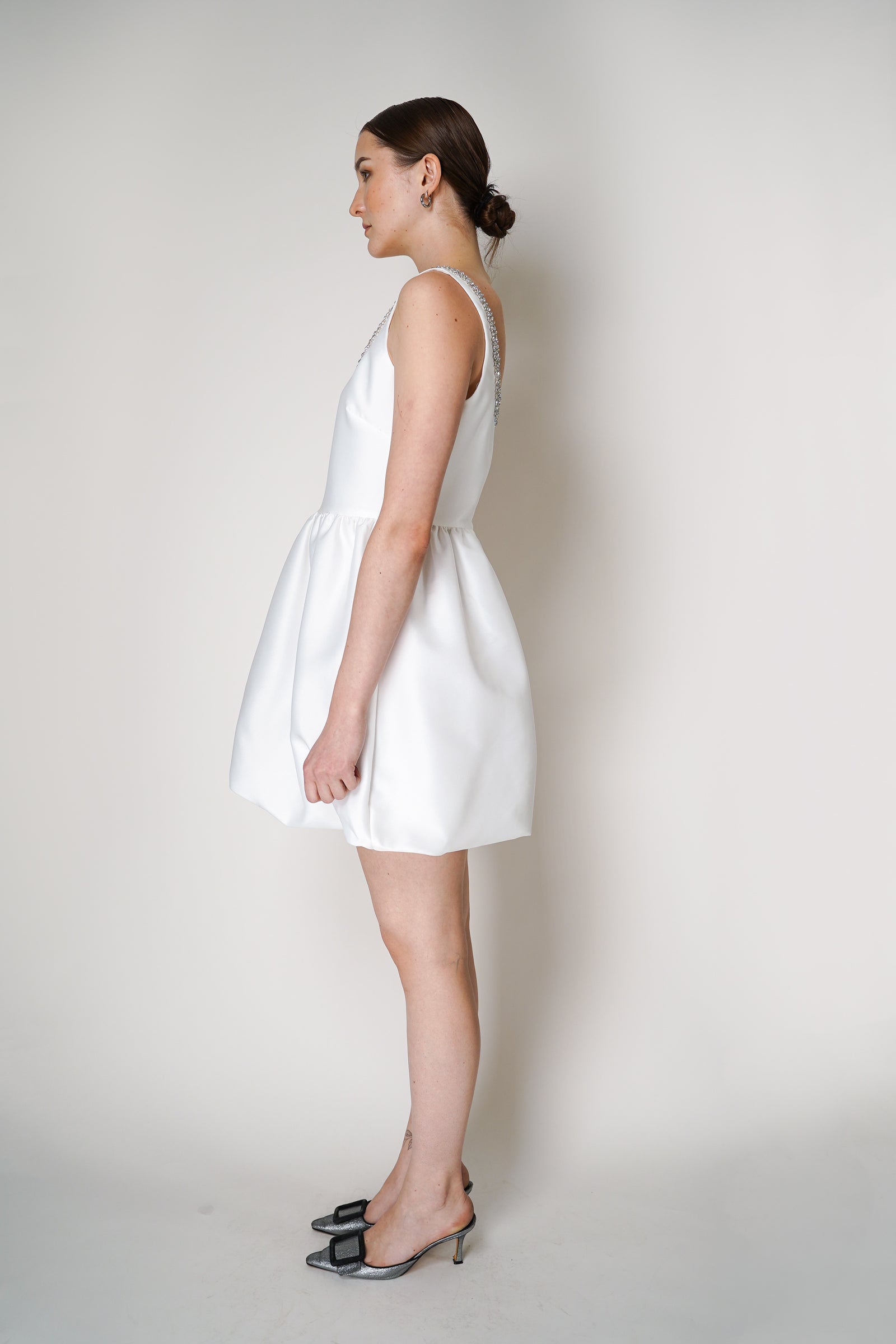 Self-Portrait White Taffeta Diamante Mini Dress – Ashia Mode