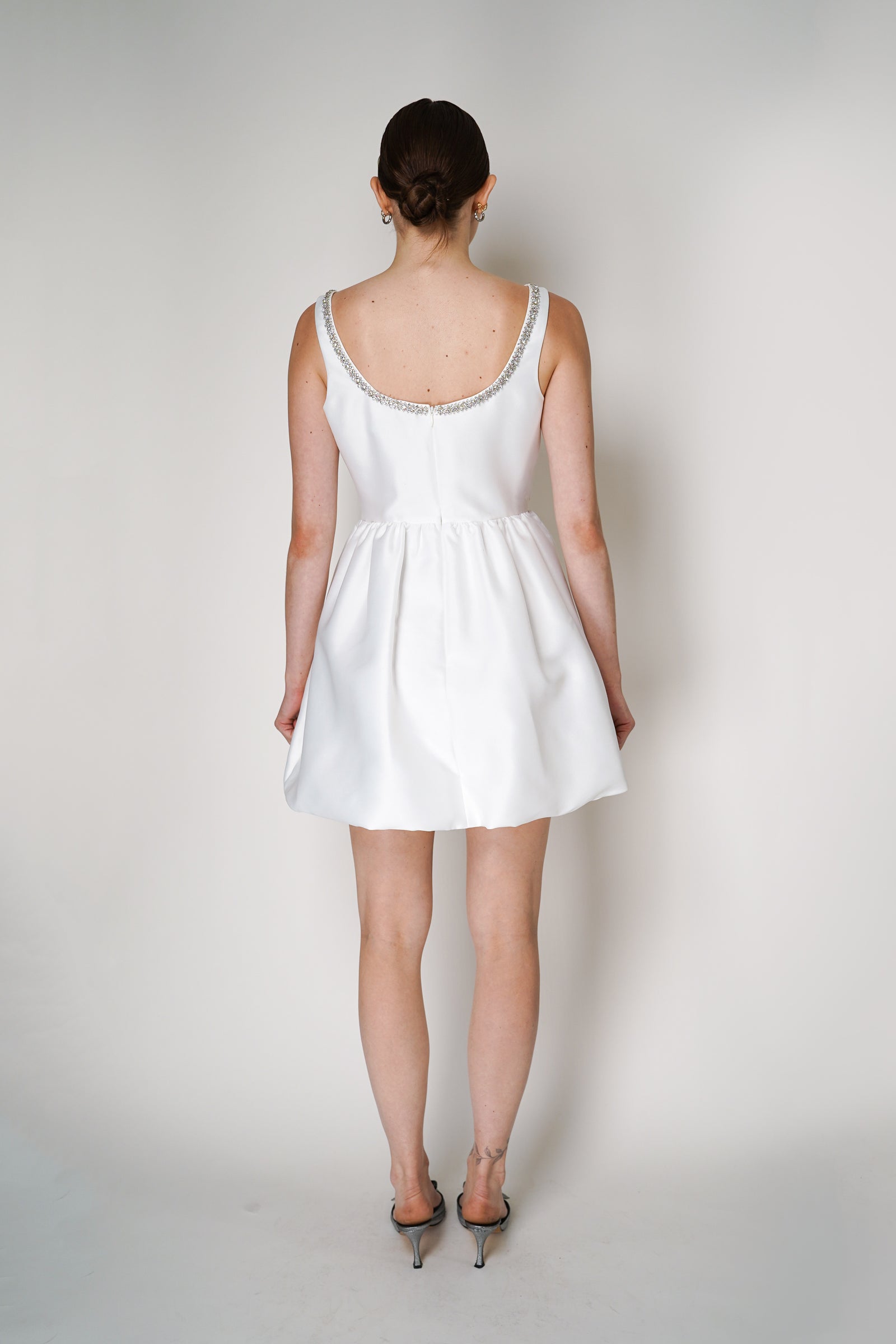 Self-Portrait White Taffeta Diamante Mini Dress – Ashia Mode