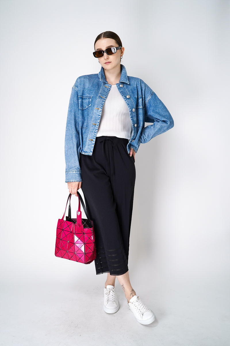 Pleats Please Issey Miyake Rib Pleats Basics Long Sleeve Top in White Vancouver. Shop Online or in Store. 