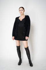 Dorothee Schumacher Virgin Merino-Cashmere Fuzzy Knit V-Neck Cardigan in Black Vancouver. Shop Online or in Store.
