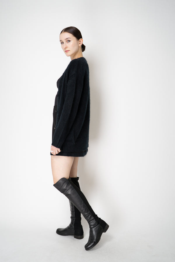 Dorothee Schumacher Virgin Merino-Cashmere Fuzzy Knit V-Neck Cardigan in Black Vancouver. Shop Online or in Store.