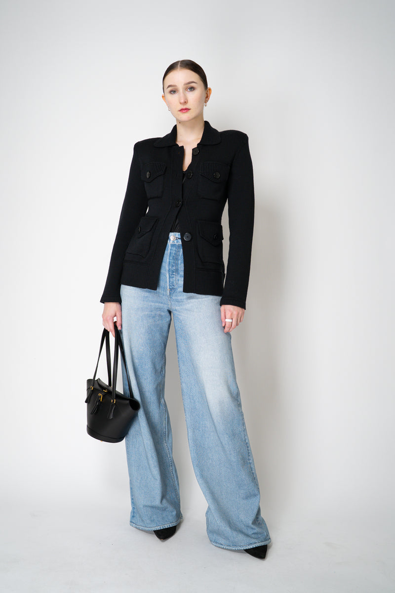 Dorothee Schumacher Virgin Wool Knit Multi-Pocket Jacket in Black Vancouver. Shop Online or in Store.