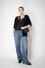 Dorothee Schumacher Virgin Merino-Cashmere Fuzzy Knit V-Neck Cardigan in Black Vancouver. Shop Online or in Store.