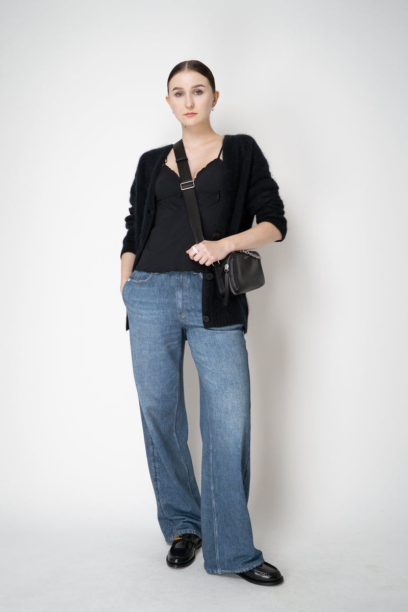Dorothee Schumacher Virgin Merino-Cashmere Fuzzy Knit V-Neck Cardigan in Black Vancouver. Shop Online or in Store.