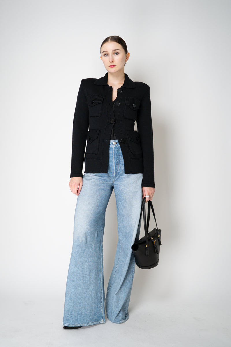 Dorothee Schumacher Virgin Wool Knit Multi-Pocket Jacket in Black Vancouver. Shop Online or in Store.