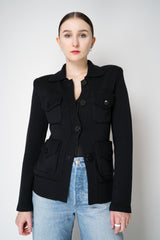 Dorothee Schumacher Virgin Wool Knit Multi-Pocket Jacket in Black Vancouver. Shop Online or in Store.