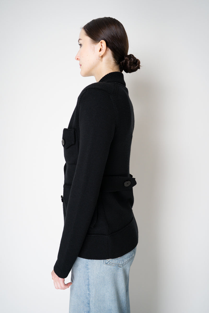 Dorothee Schumacher Virgin Wool Knit Multi-Pocket Jacket in Black Vancouver. Shop Online or in Store.