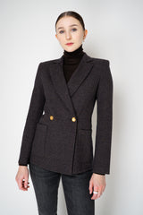 Harris Wharf London Stretch Knit Blazer in Brown and Blue Houndstooth Print
