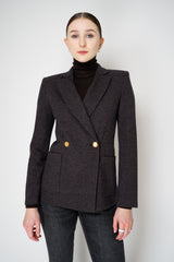 Harris Wharf London Stretch Knit Blazer in Brown and Blue Houndstooth Print