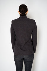 Harris Wharf London Stretch Knit Blazer in Brown and Blue Houndstooth Print