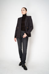 Harris Wharf London Stretch Knit Blazer in Brown and Blue Houndstooth Print