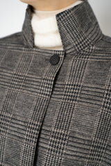 Harris Wharf London Raglan Jacket in Black and White Houndstooth Plaid