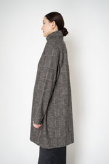 Harris Wharf London Raglan Jacket in Black and White Houndstooth Plaid