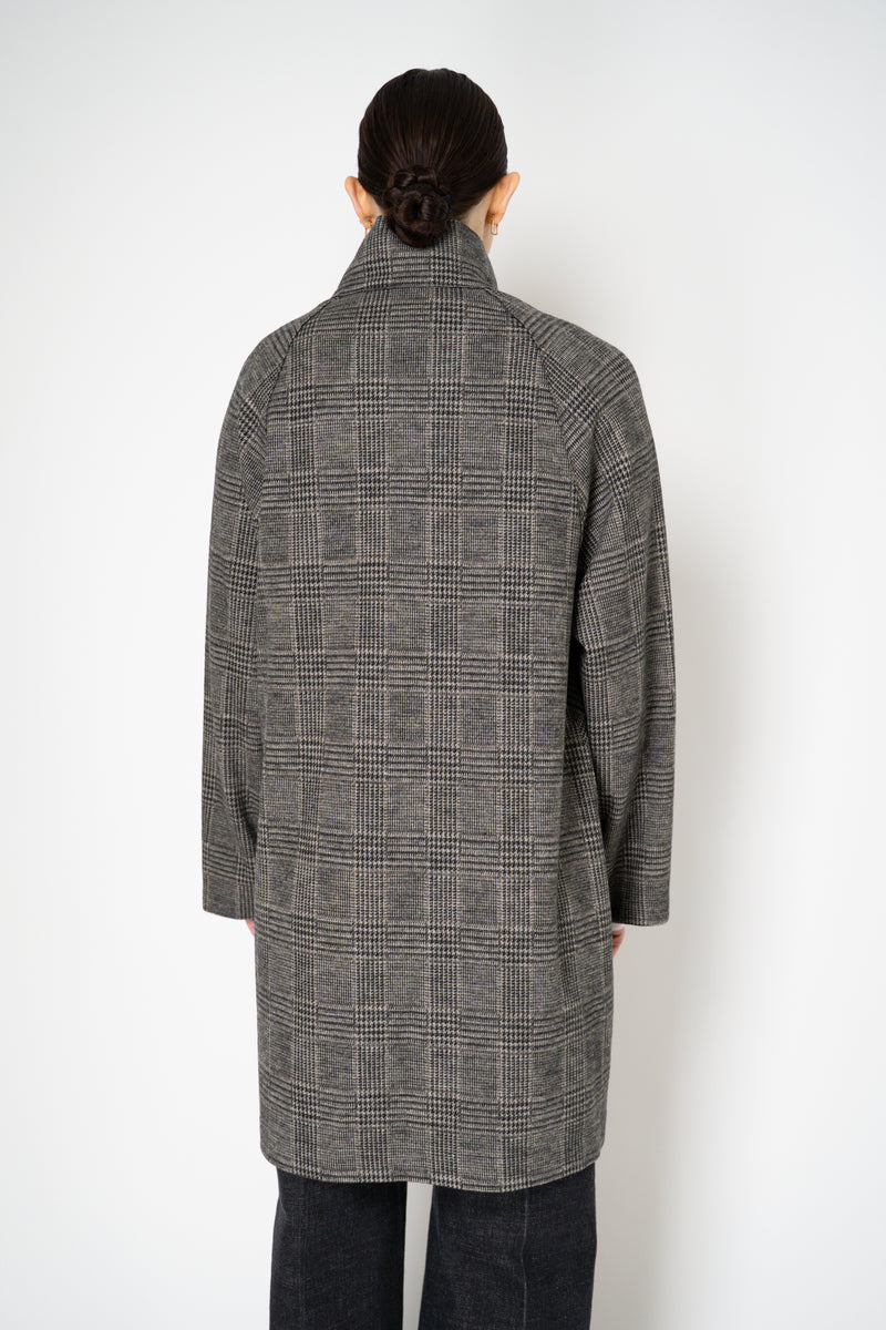 Harris Wharf London Raglan Jacket in Black and White Houndstooth Plaid