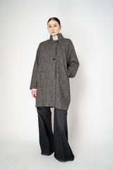 Harris Wharf London Raglan Jacket in Black and White Houndstooth Plaid