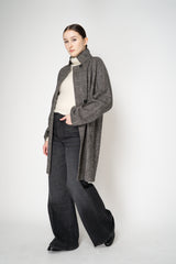 Harris Wharf London Raglan Jacket in Black and White Houndstooth Plaid