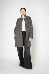 Harris Wharf London Raglan Jacket in Black and White Houndstooth Plaid