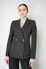 Harris Wharf London Stretch Knit Blazer in Salt and Pepper Houndstooth Print