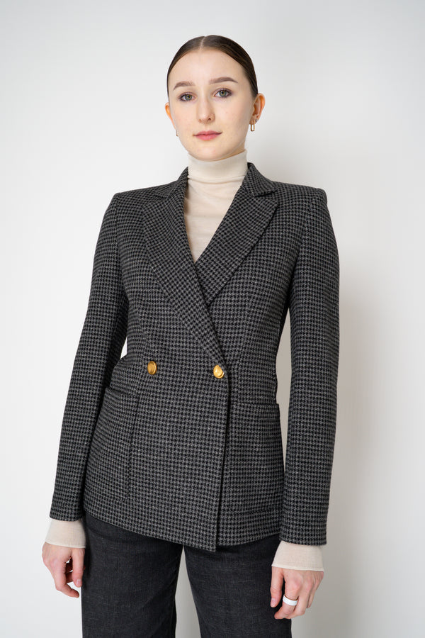 Harris Wharf London Stretch Knit Blazer in Salt and Pepper Houndstooth Print