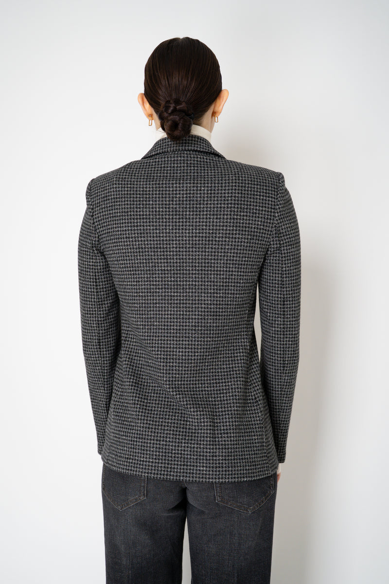Harris Wharf London Stretch Knit Blazer in Salt and Pepper Houndstooth Print